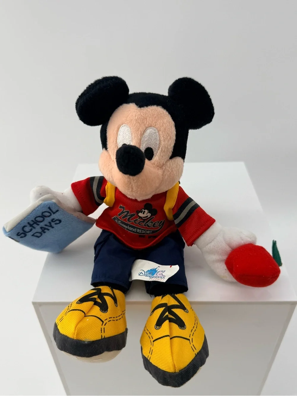 Disney Mickey Mouse Plush in Red, Black, Yellow with Blue Book